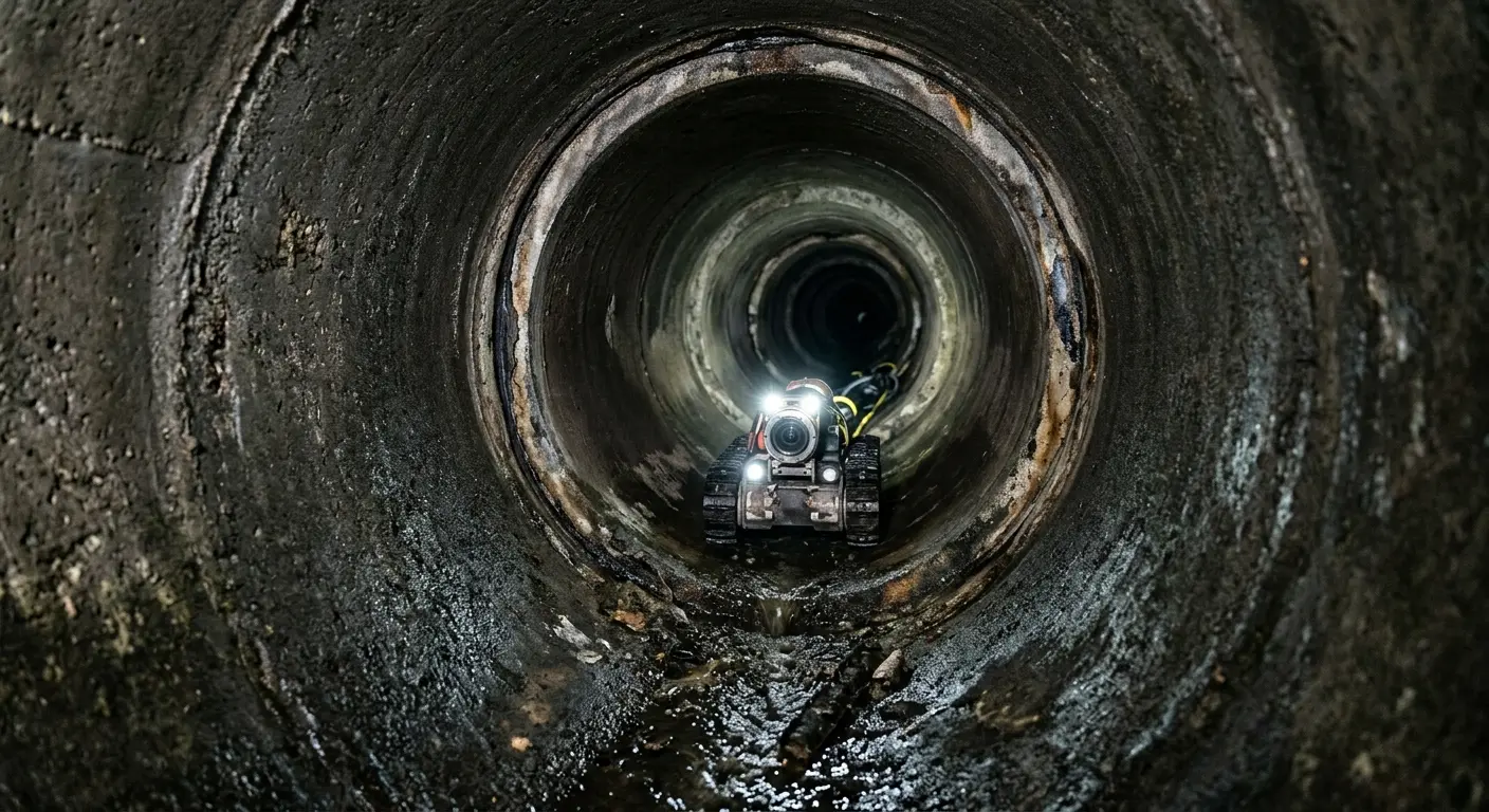Robotic sewer camera inspecting pipe interior for Sewer Line Repair in Cairo